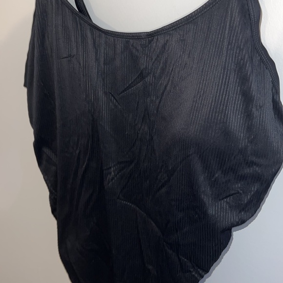 Black Ribbed Bathing Suit with Gild Grommet Detail - Picture 2 of 8